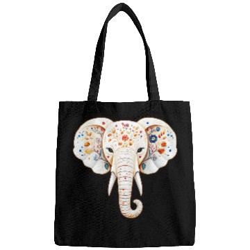 Discover A white elephant adorned with a vivid and vibrant Bags