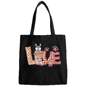 Discover Husky Dog Coffee Lover Dog Mom Valentines Day Bags
