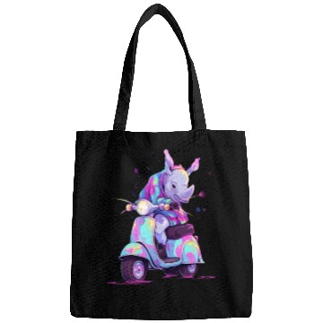 Discover Rhino Riding Scooter Funny Rhinoceros Biker Moped Bags