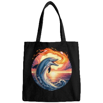Discover Fire-breathing dolphin sunset Bags