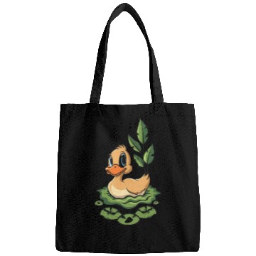 Discover cute duck swimming in a swamp Bags