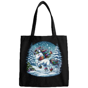 Discover Unicorn in a Winter Wonderland Bags