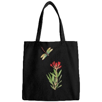 Discover dragonfly flying over a plant Bags