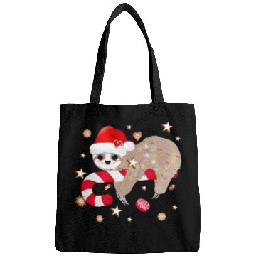 Discover funny sloth with candy cane for Christmas Bags