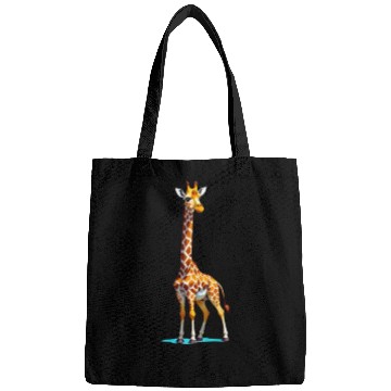 Discover A Cartoonish Giraffe in a Playful Pose Bags