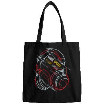 Discover Neon Headphones with Music Slogan Bags