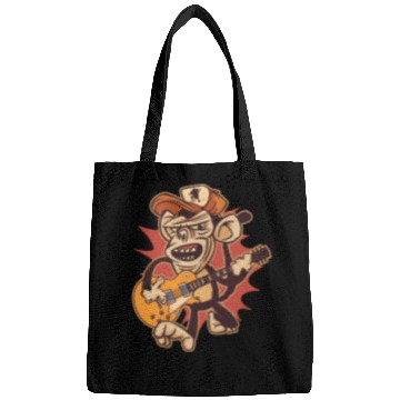 Discover Retro Chimpanzee Guitar Player Graphic Bags