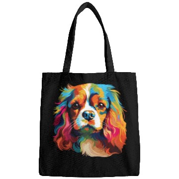 Discover Watercolor Colorful Cavalier King Charles Spaniel Bags