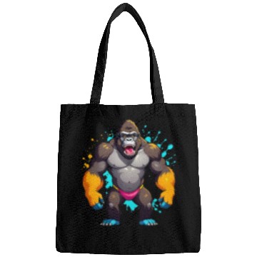 Discover A Cartoonish Gorilla in a Playful Pose Bags
