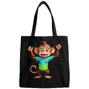 Discover A Cartoonish Monkey in a Playful Pose Bags