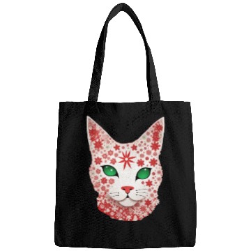 Discover Christmas snowflake cat Bags