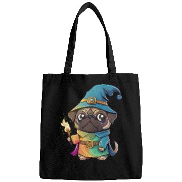 Discover Colorful Kawaii Pug Wizard Bags