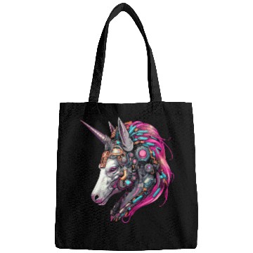 Discover Cool Unicorn Cyborg Robot - Unique Portrait Design Bags