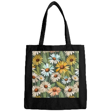 Discover Daisy flower pattern watercolor poster Bags