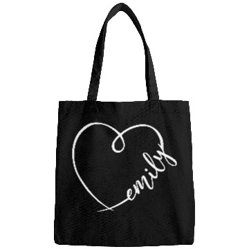 Discover Emily Name Heart Calligraphy Bags