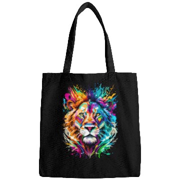 Discover Lion Head Colourful - Cute Lion - Zodiac Sign Leo Bags