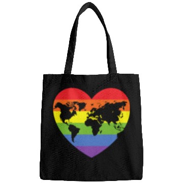 Discover Rainbow Hearts World Map Bags