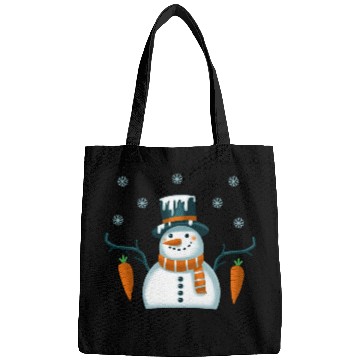 Discover New Year's snowman with snowflakes Bags