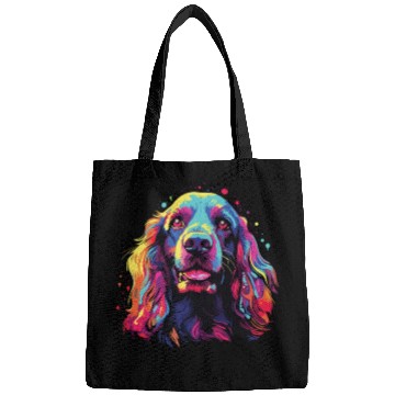 Discover Watercolor Colorful Cocker Spaniel Bags