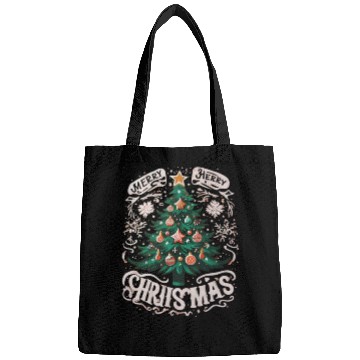 Discover merry christmas tree Bags