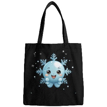 Discover A cute kawaii style snowflake with a smiling face Bags