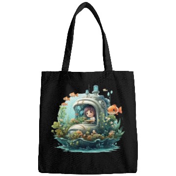 Discover A delightful kawaii book submarine exploring Bags