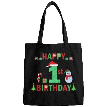 Discover First Birthday On Christmas Baby Bodysuits Bags