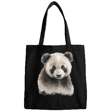 Discover Panda Cute Bear Watercolor Painting Portrait Bags