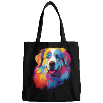 Discover Watercolor Colorful Great Pyrenees Bags