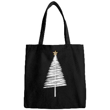 Discover White Christmas Tree Brushstroke with Golden Star Bags