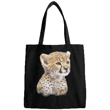 Discover Baby Cheetah Art Watercolor Painting Portrait Bags