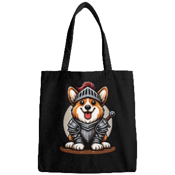 Discover Corgi in knight armor Bags
