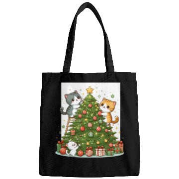 Discover Kittens decorate a Christmas tree Bags