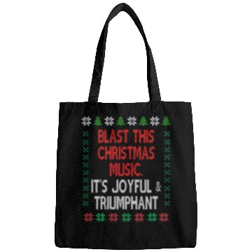 Discover Joyful and triumphant ugly Christmas sweater theme Bags