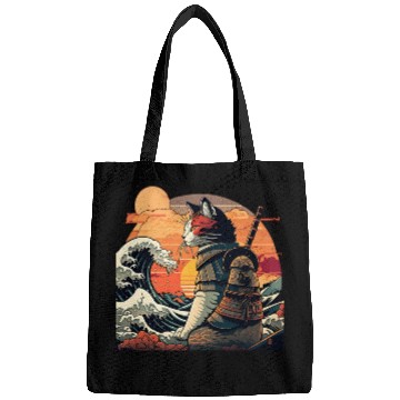 Discover Samurai Cat vs The Great Wave Bags
