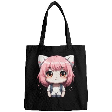 Discover kawaii cat face with cat head Bags
