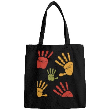 Discover Red Green Orange Colorful Handprint Illustration Bags