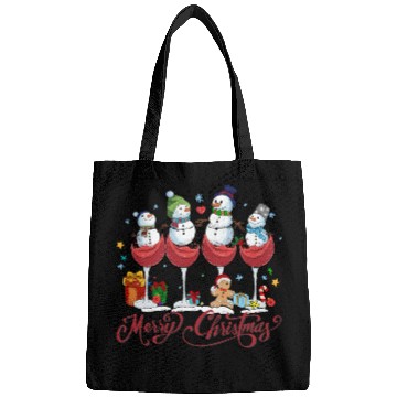 Discover Red Wine Glasses with Snow Men Funny Christmas Bags