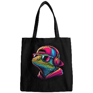 Discover Cool gecko lizard with dj headphones Bags