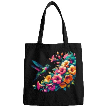 Discover Hummingbird and Hibiscus Blossom Art Bags