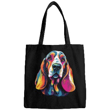 Discover Watercolor Colorful Basset Hound Bags