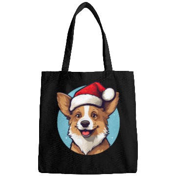 Discover cute corgi wearing santa hat Bags