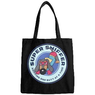 Discover Cute Funny Super Sniffer Dachshund Superhero Bags