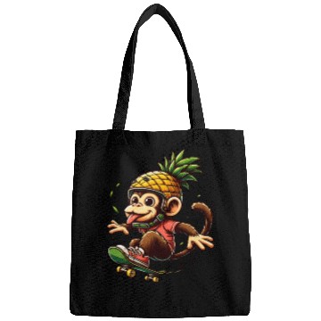 Discover skateboarding monkey with pineapple helmet Bags