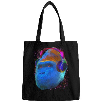 Discover Gorilla with headphones low poly pop art Bags