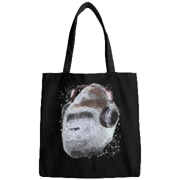 Discover Gorilla with headphones low poly pop art Bags
