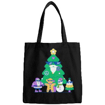 Discover Santa snowman tree funny Christmas day Bags