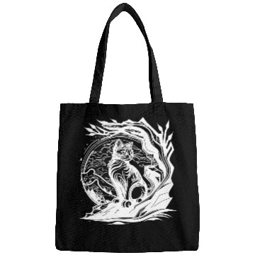 Discover Pretty Little Nature Cat In Tattoo Style Bags