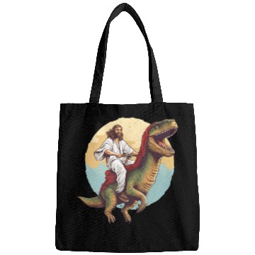 Discover Jesus Riding a Dinosaur Meme Dino Lover Bags