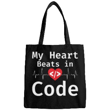 Discover My Heart Beats In Code Programmer Humor Programmin Bags